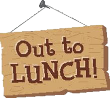 out to lunch hanging sign